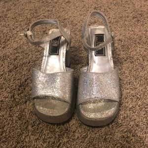 Sequin platform heels